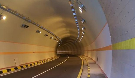 solar road stud markers in tunnel