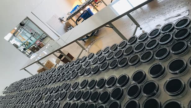 ABS housing components for solar road studs in a manufacturing workshop