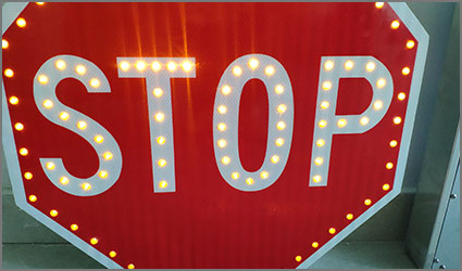solar flashing led stop sign