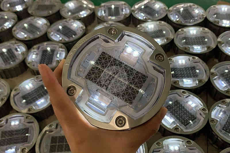 Road stud shank on motorway